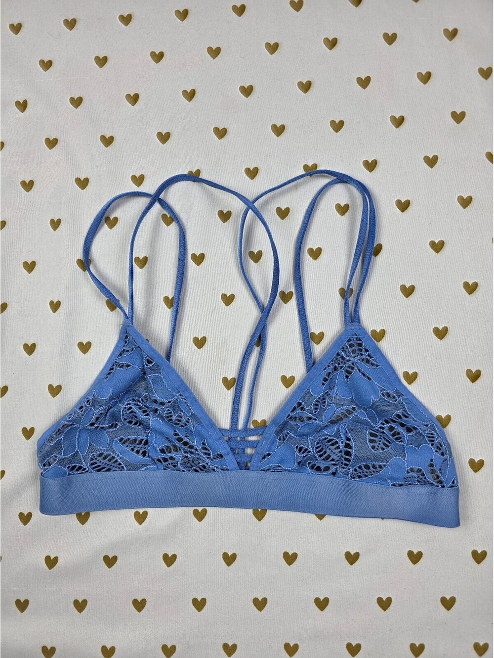 Victorias Secret Blue strappy Lace XS Bralette Bra Top Tank